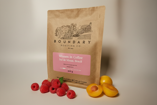 Women in Coffee with raspberries and plums